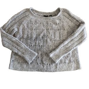 Moda International Sweater Womens Size L Long Sleeve Pullover Open Knit Boxy